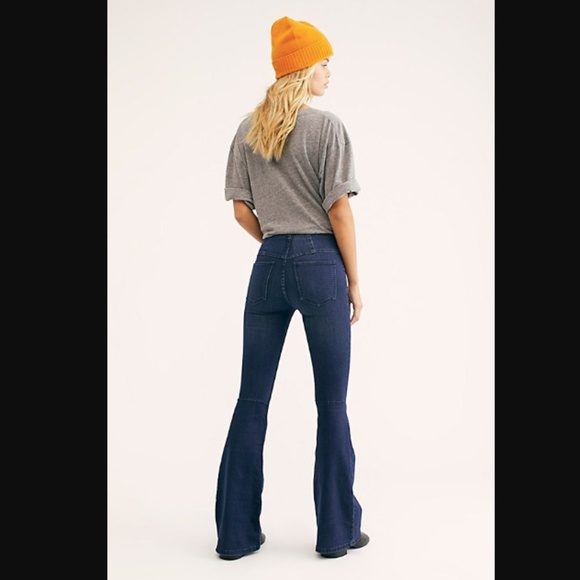 Free People Denim - Free People Kick Flare Bell Bottom Dark Wash Jeans